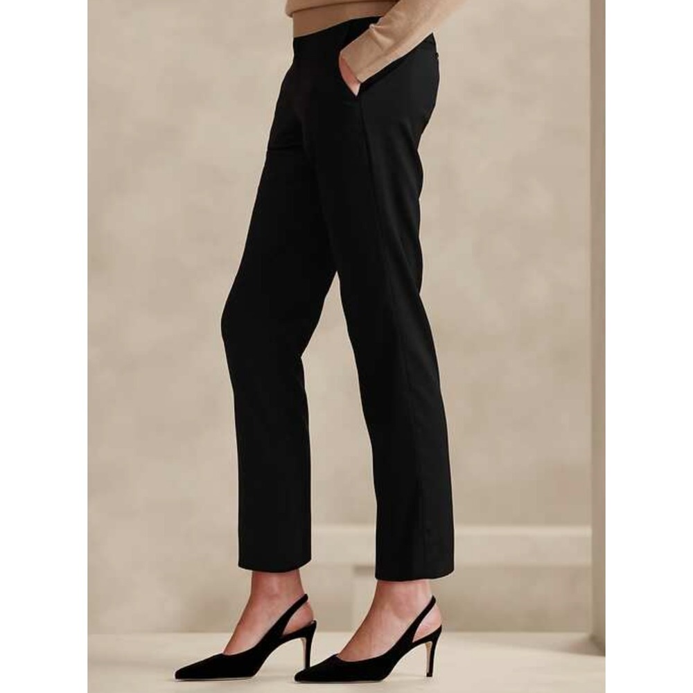 Banana Republic Factory Avery Trouser Black Mid Rise Straight Career Size 10